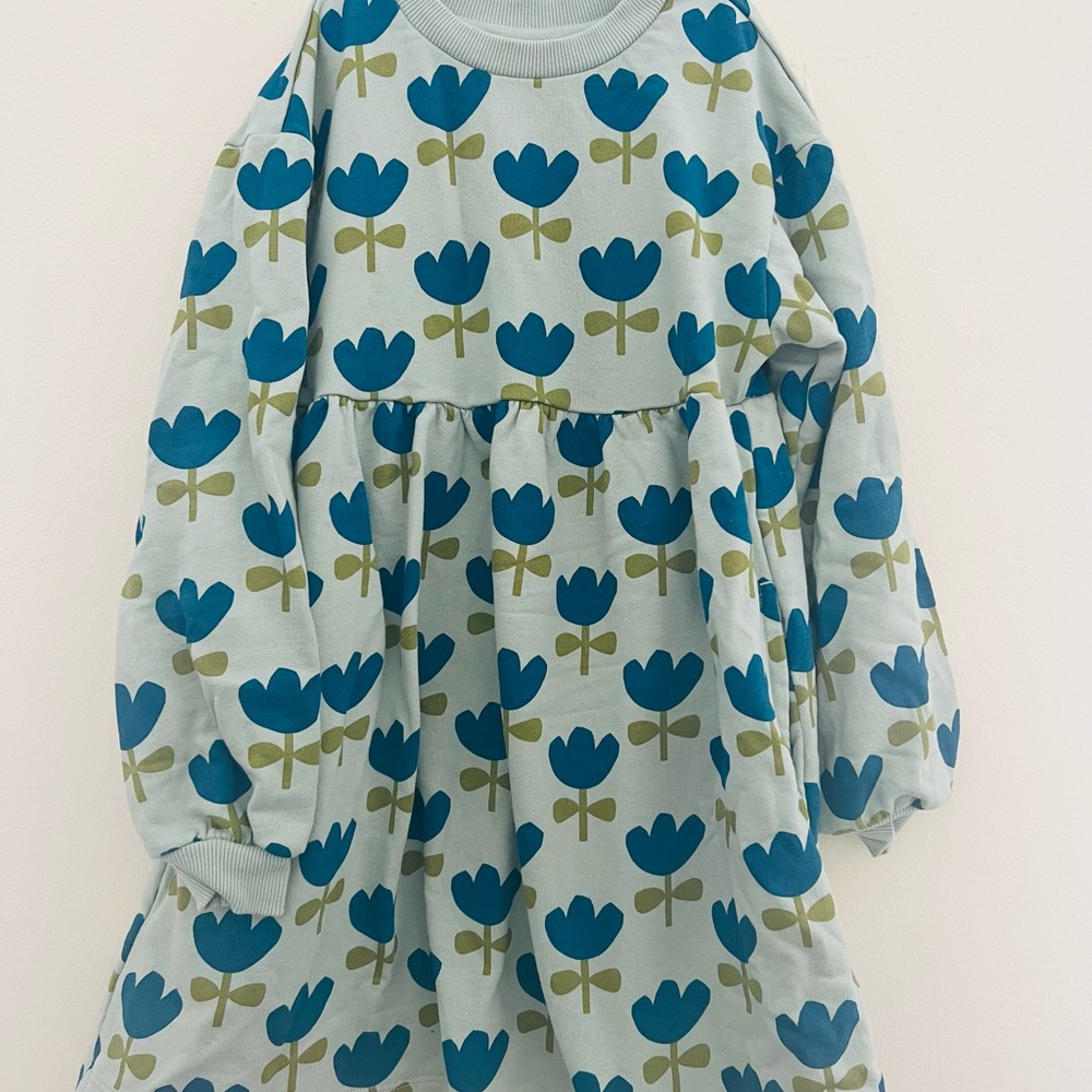 Hanna Andersson Blue and Green Tulip Dress size 6-7T